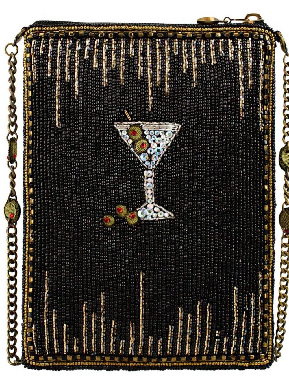 Mary Frances Sip Happens Black and Diamond Beaded Martini Crossbody - Picture 4 of 6